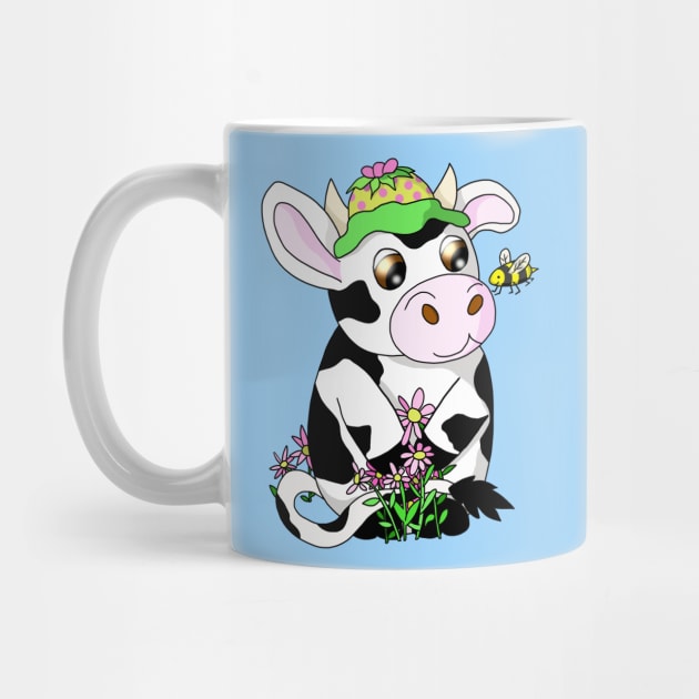 kawaii cow with a bee by cuisinecat